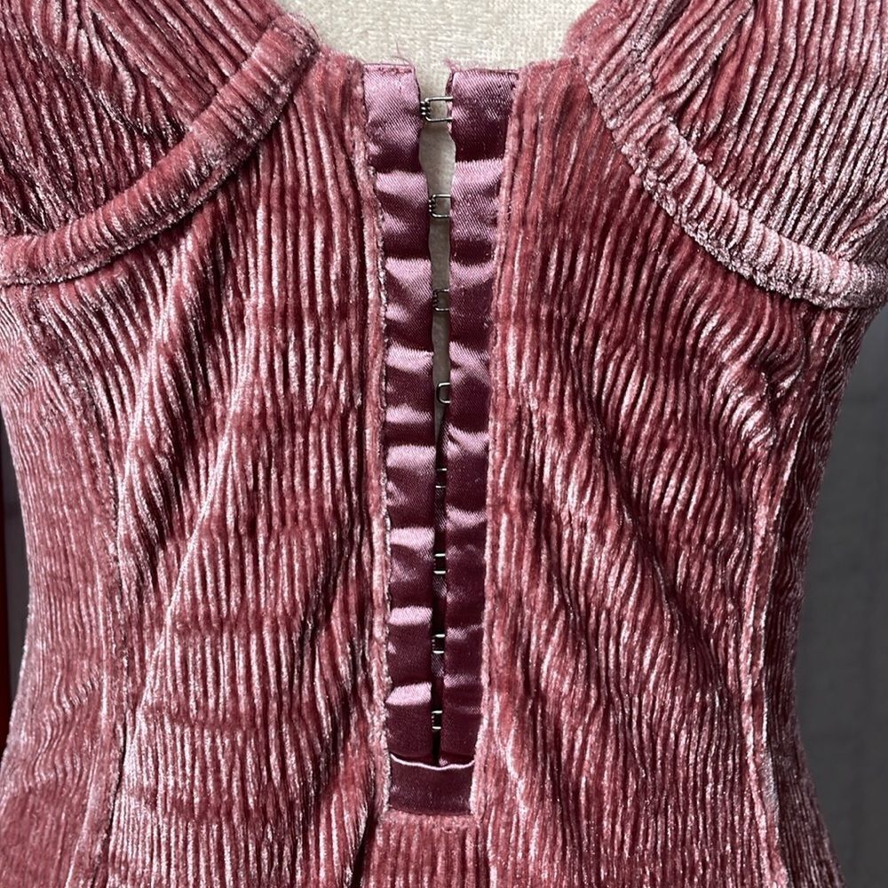 Urban Outfitters Out From Under Pink Crushed Velvet Bustier Bodysuit (Size:Small - Picture 9 of 16